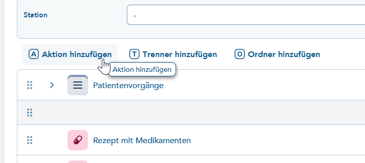 Aktion hinzufügen