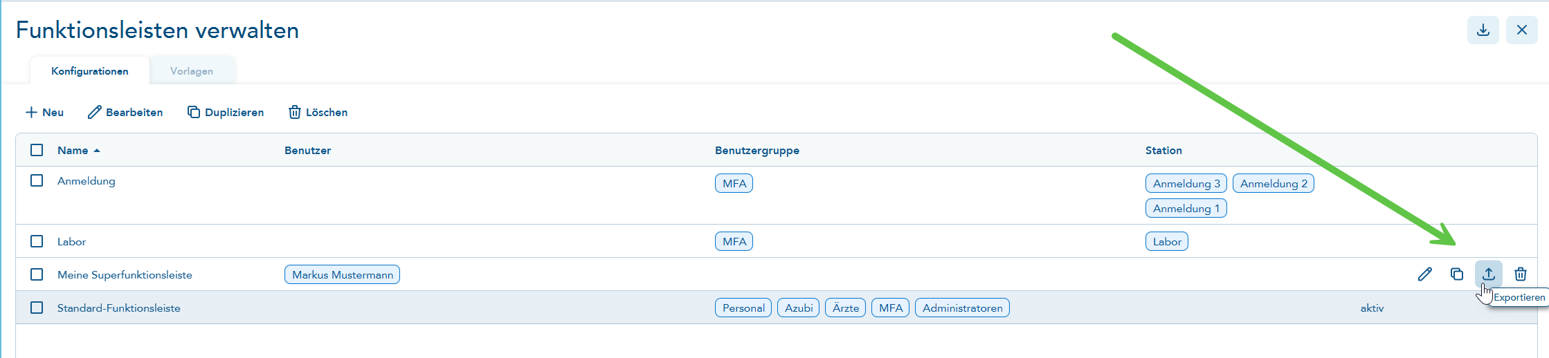 Exportbutton