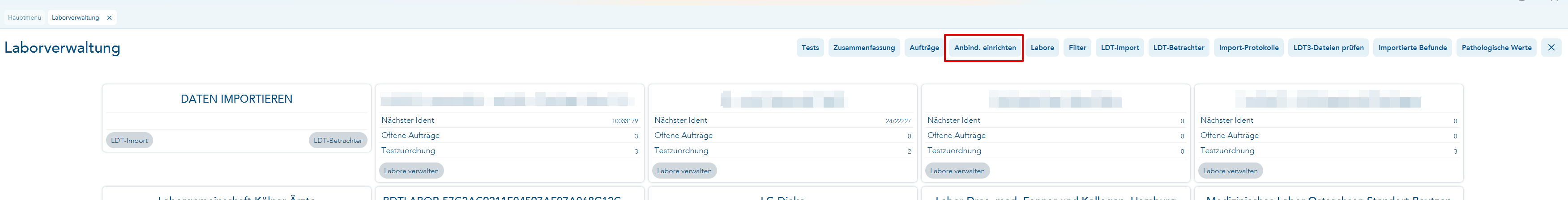 Laboranbindung einrichten