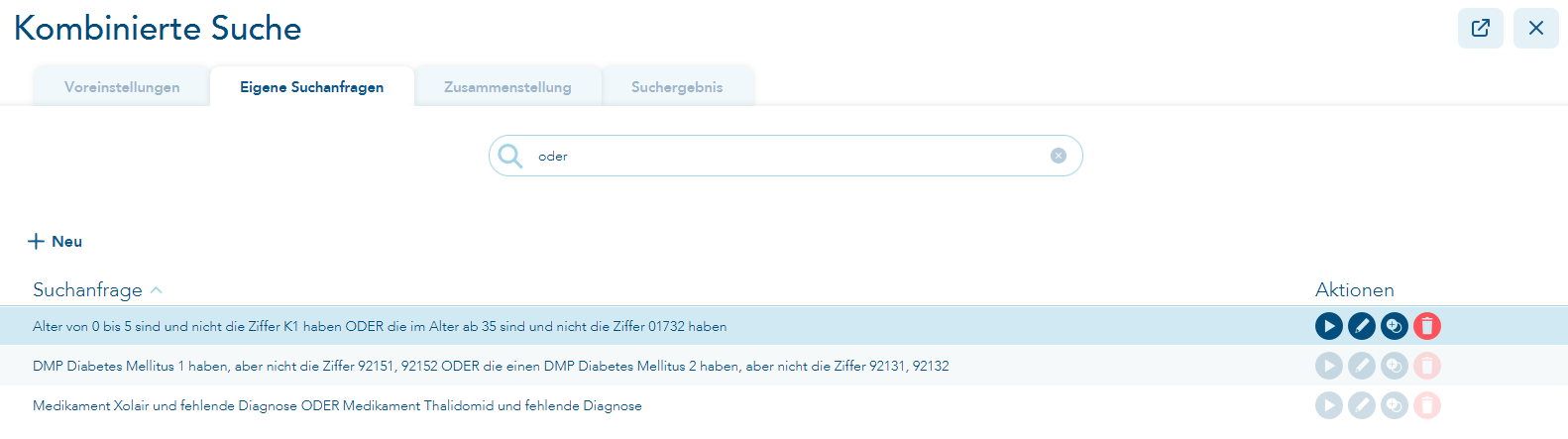 Suche speichern und ausführen