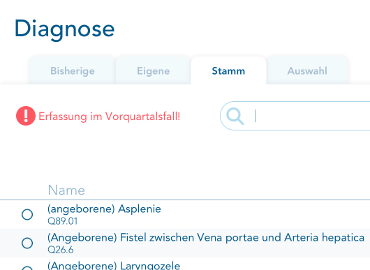 Hinweis "Erfassung im Vorquartalsfall!"
