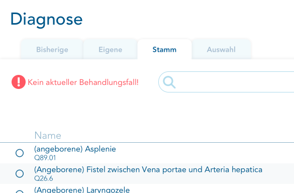 Hinweis "Kein aktueller Behandlungsfall!"