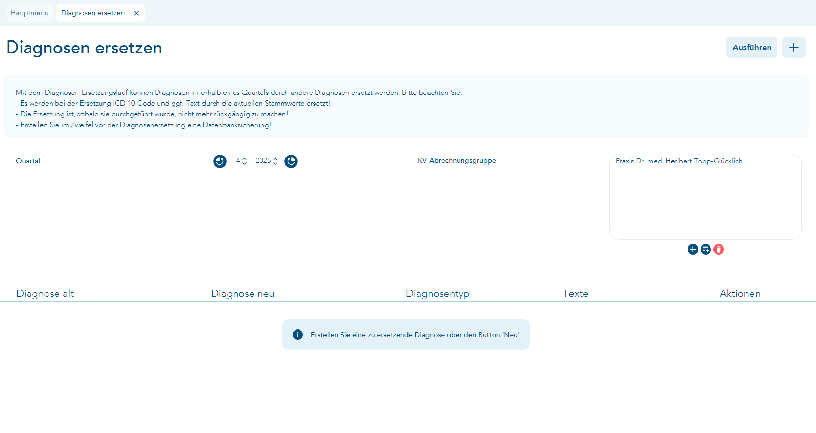 Vorgang Diagnosen ersetzen
