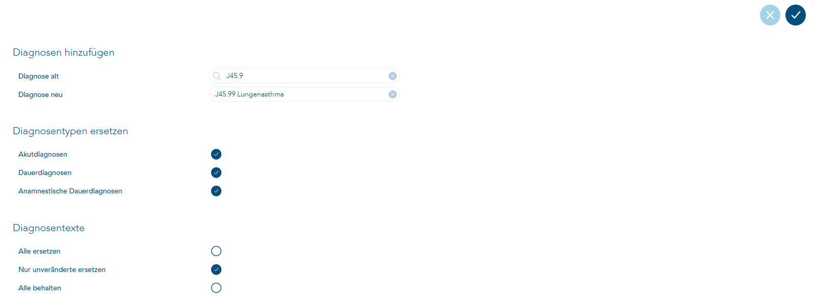Diagnosen hinzufügen