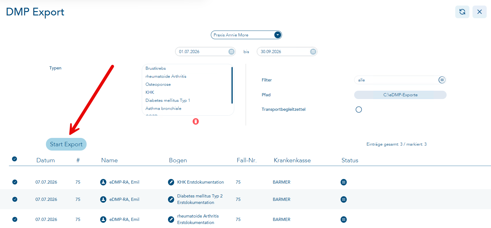 DMP-Export-Startbutton