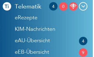 Das Bild zeigt das linke Menü wo die eEB-Übersicht angezeigt wird