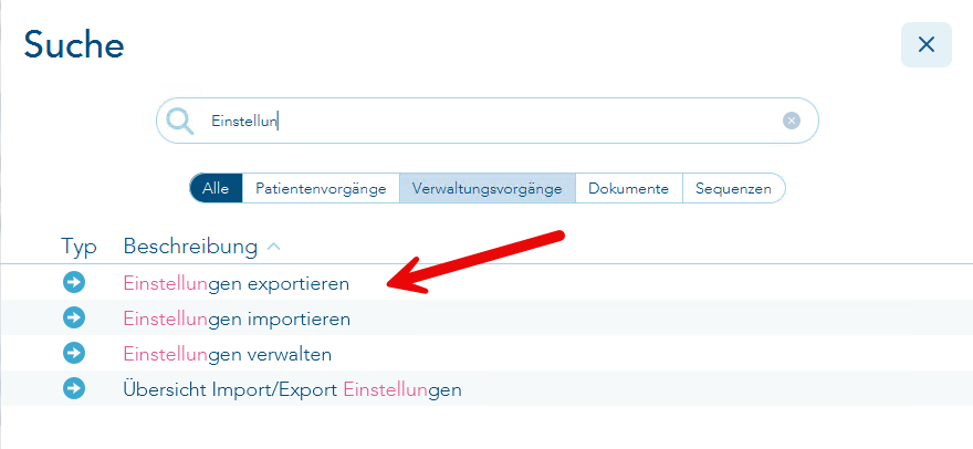Aufruf des Vorgangs über die Vorgangssuche und Anzeige aller Vorgänge dieses Themas zur Auswahl