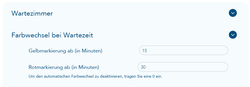 Einstellung Farbwechsel bei Wartezeit