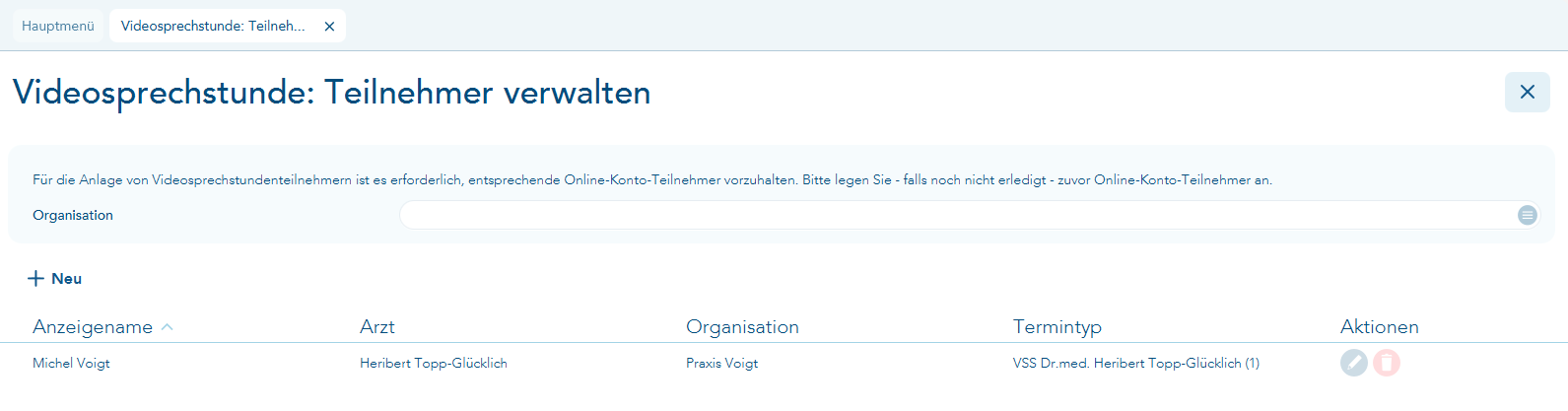Übersicht der Teilnehmer