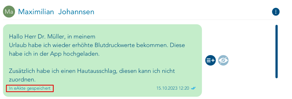 Nachrichten nach Übernahme in eAkte markiert