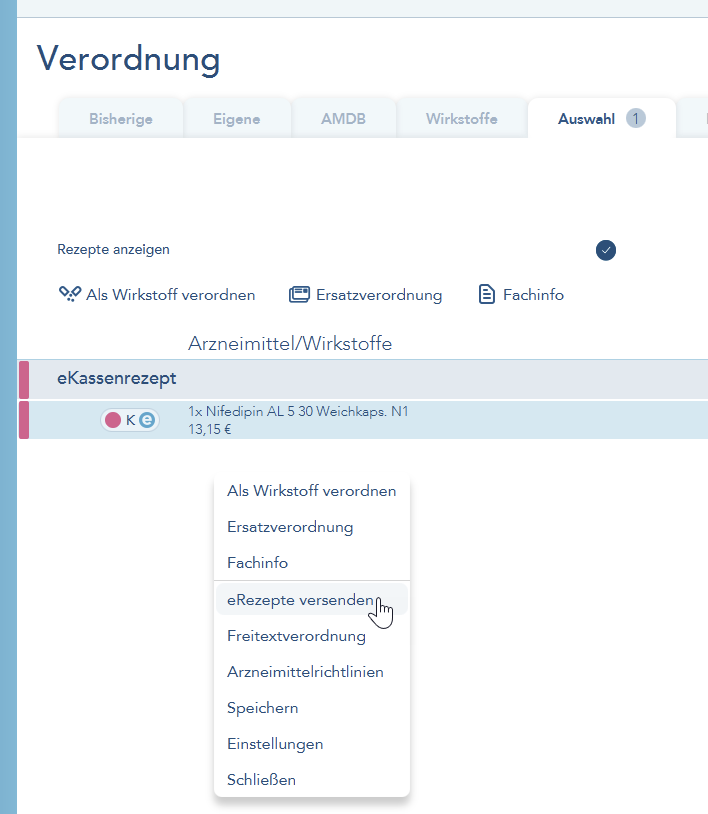 Rechtsklick in Verordnung Reiter Auswahl