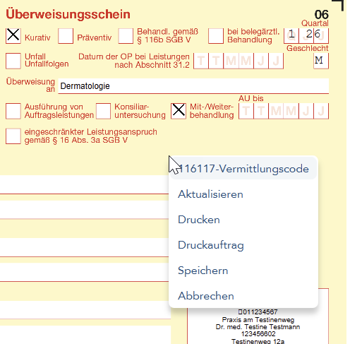 Rechtsklick in den Freiflächen im Formular