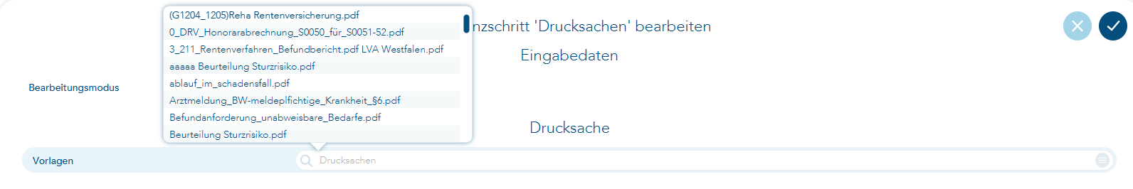 auswählbare Vorlagen