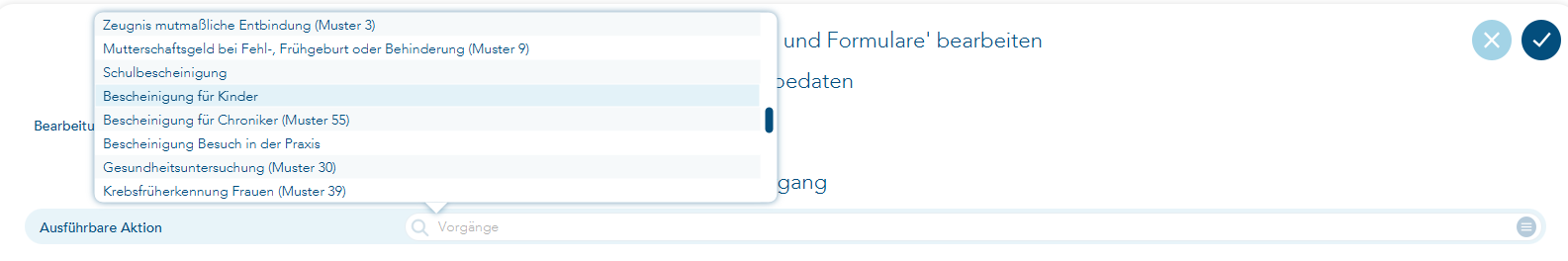 Ausführbare Aktionen