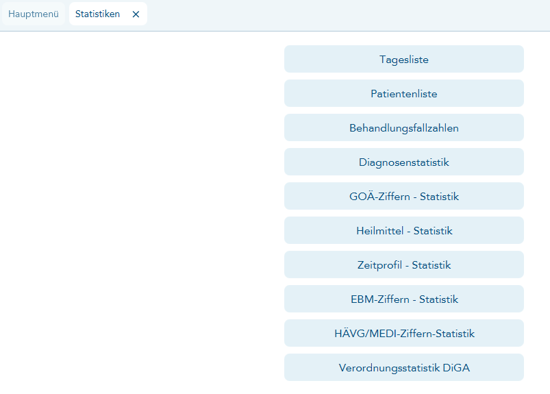 Auswahl der Statistiken