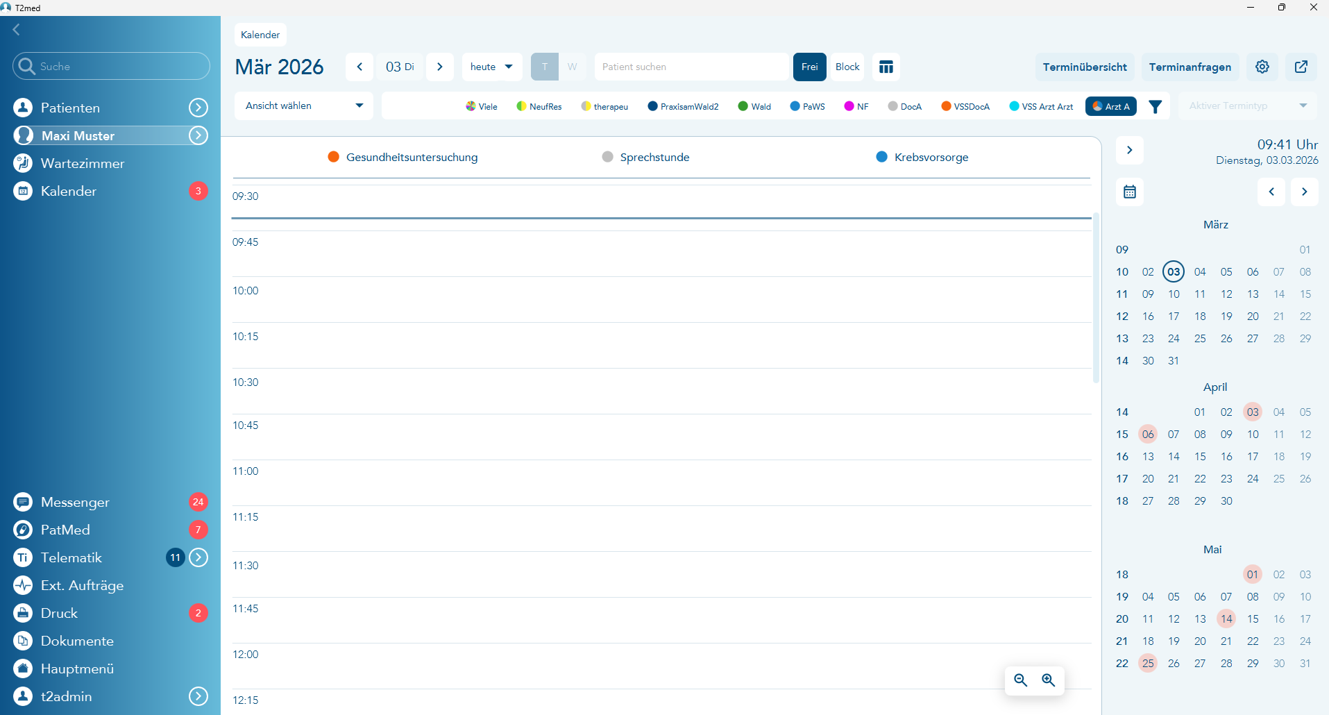 Termintyp im Kalender auswählen