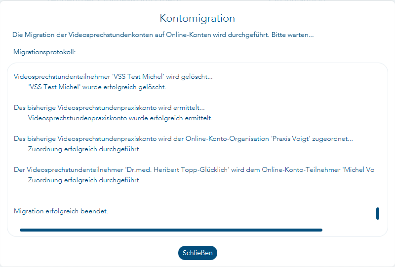 Migration der Videosprechstundenkonten auf Online-Konten wird durchgeführt
