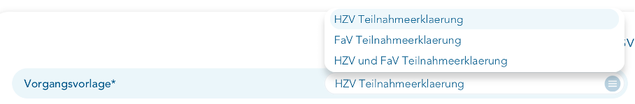Auswahlmöglichkeiten der Vorlagen