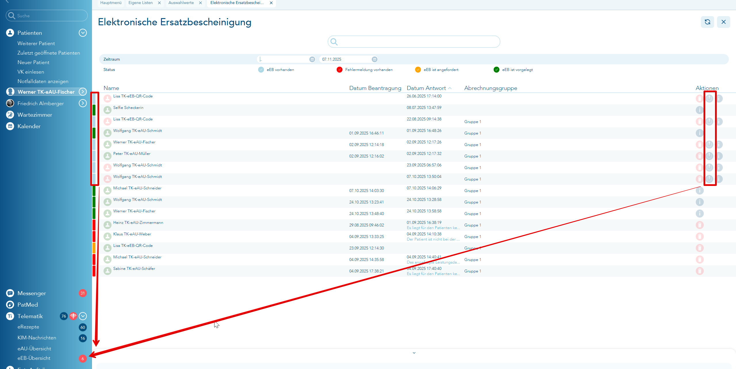 eEB die noch vorgelegt werden können