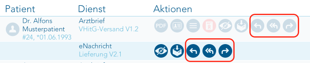 Aktionssymbole für antworten, allen antworten und weiterleiten