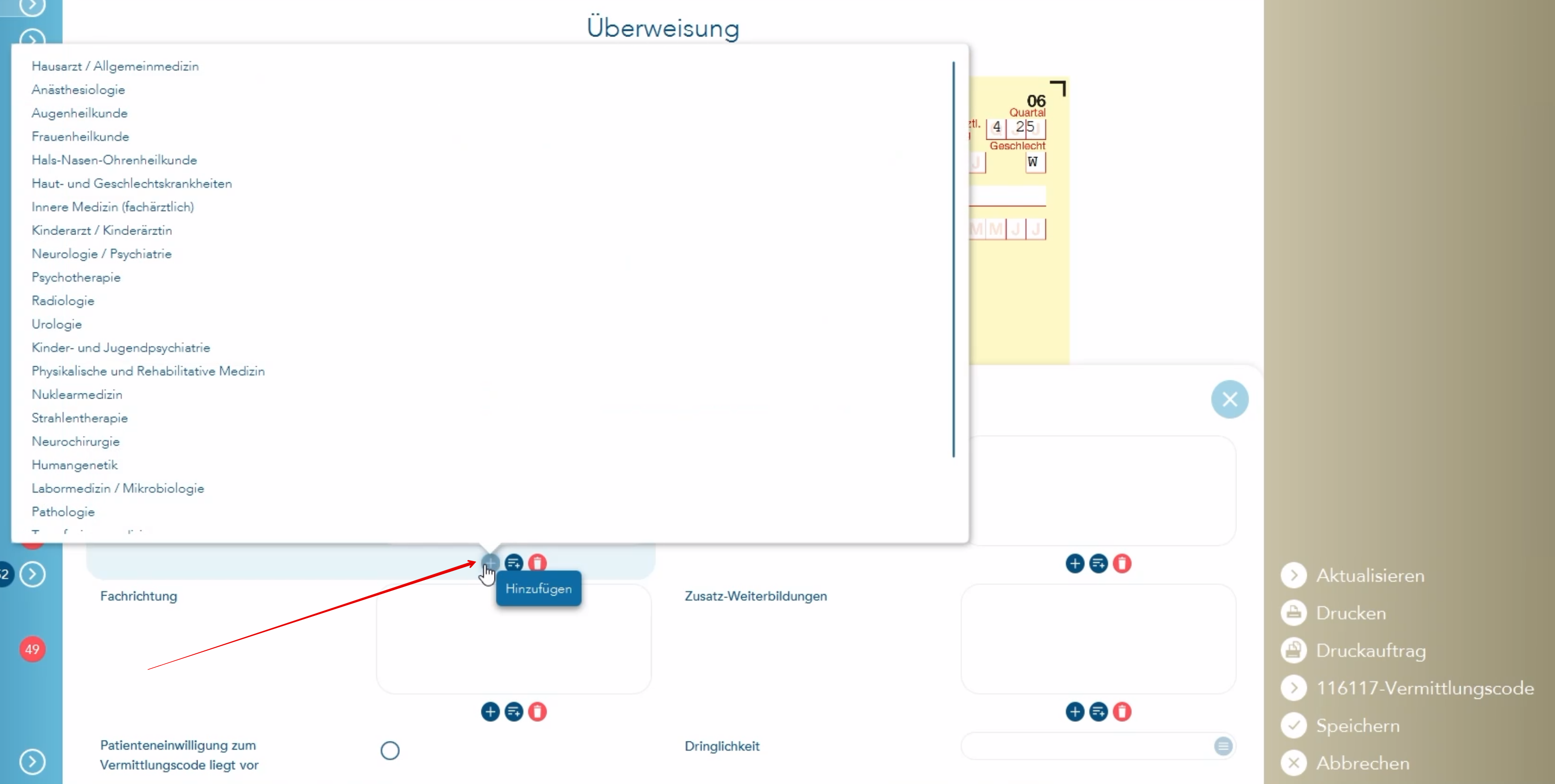 Listenauswahl im Footer