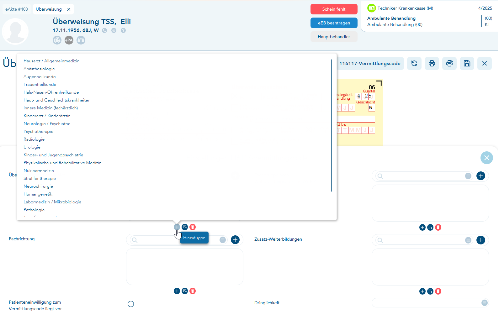 Listenauswahl im Footer