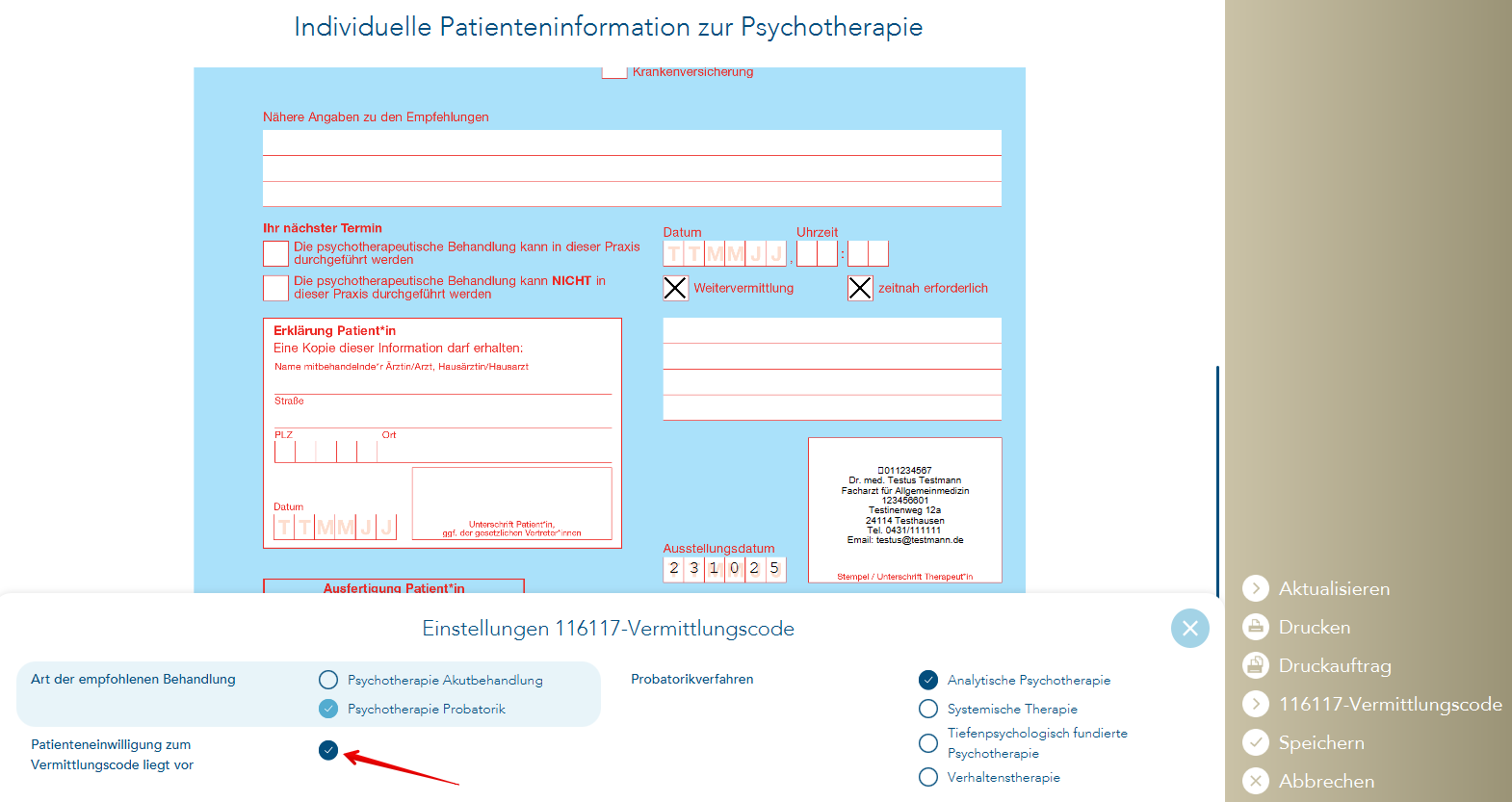 PTV 11 Pflichtfelder