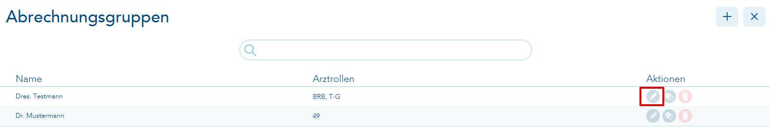 Privatabrechnungsgruppe bearbeiten