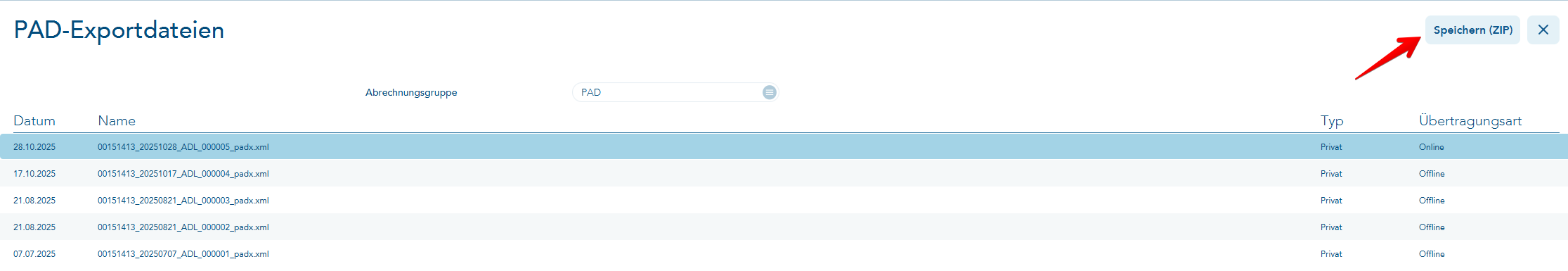 Speichern über Vorgangsaktionsbutton
