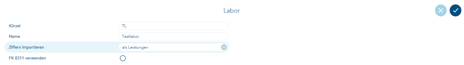 Labor bearbeiten Ziffern importieren