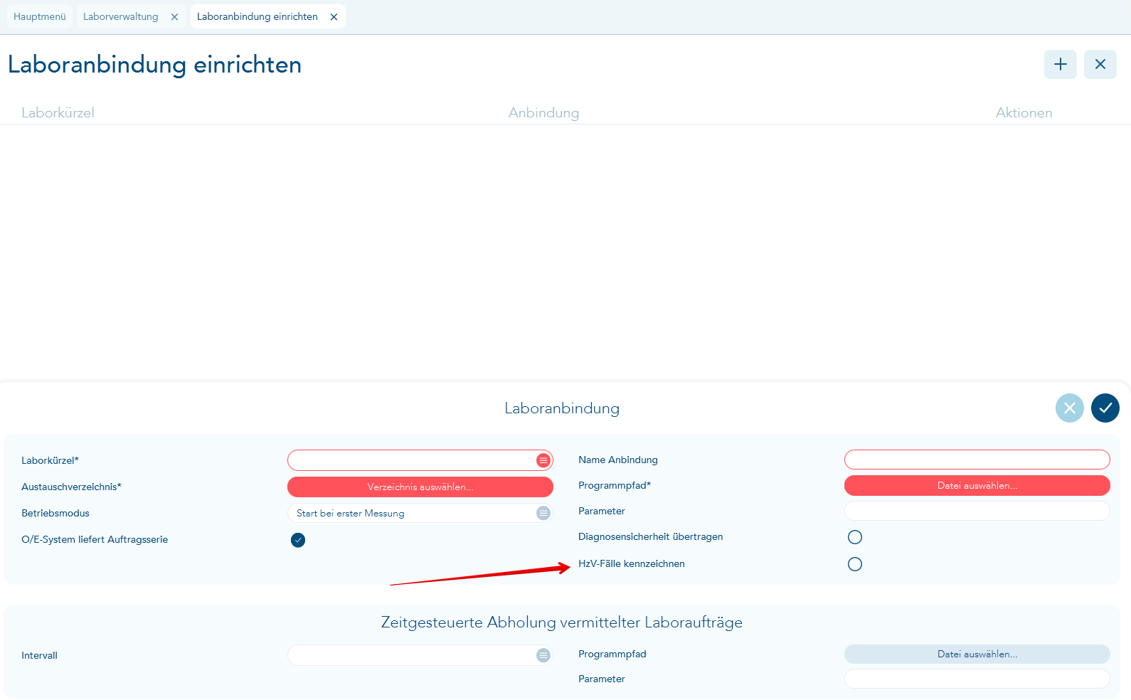 HzV-Fälle kennzeichnen aktivieren