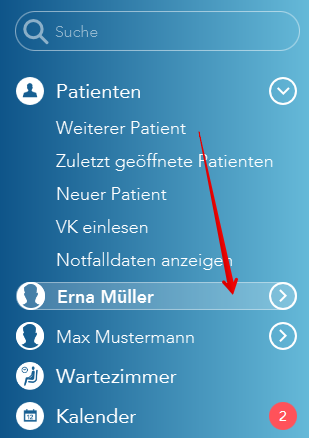 Weiterer Patient aufrufen