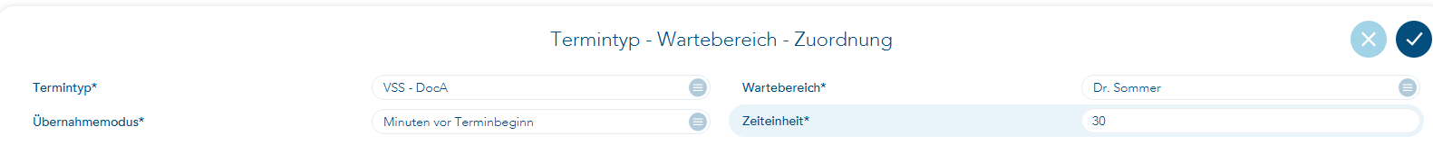 Termintyp-Wartebereich-Zuordnung
