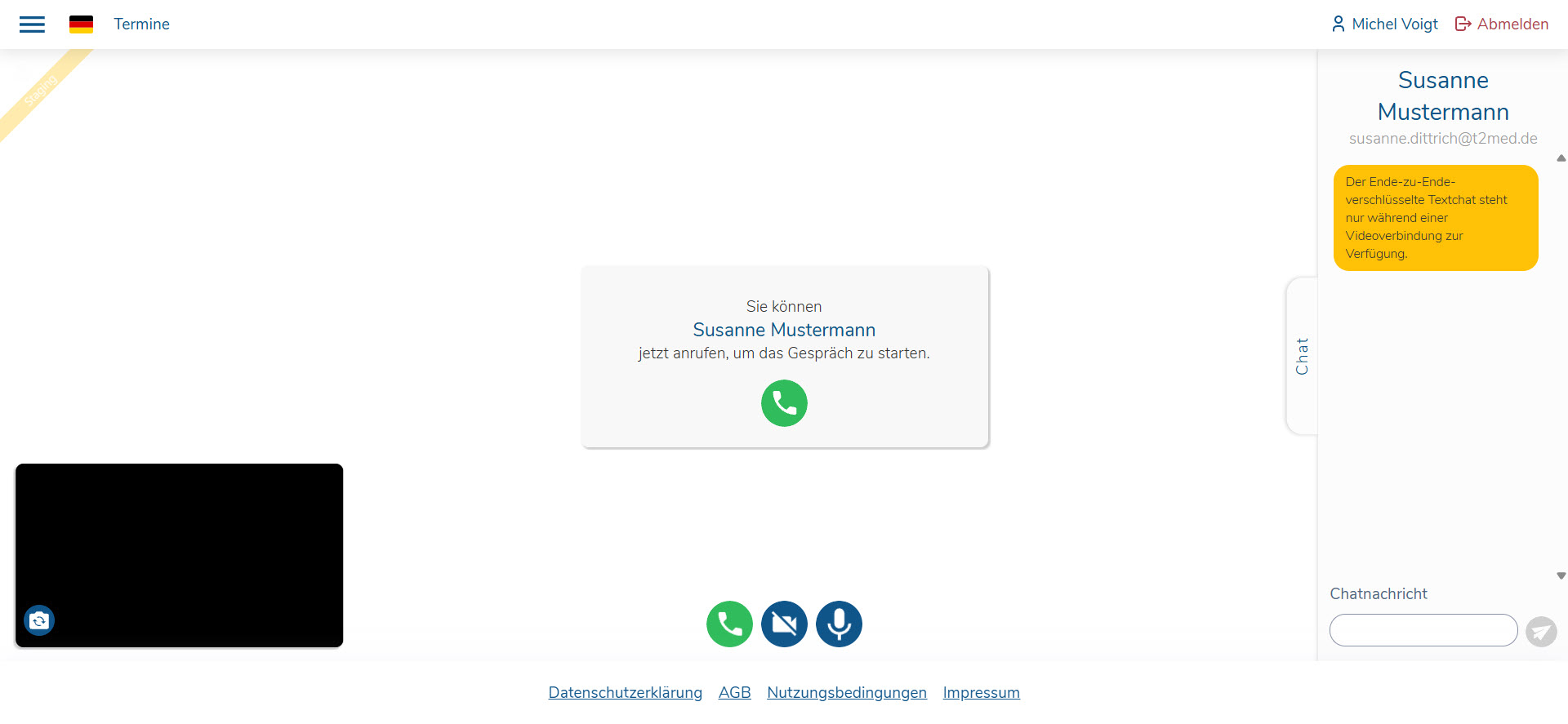 grünes Hörersymbol wenn Patient online ist