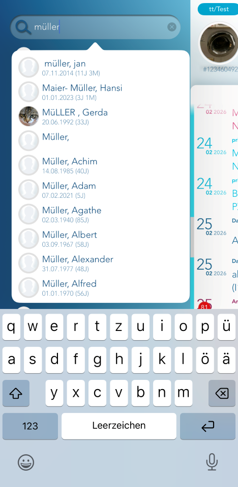 Suche nach Patientennamen