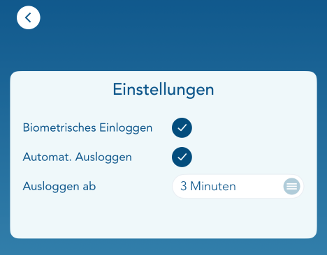 Einstellungen biometrische Anmeldung