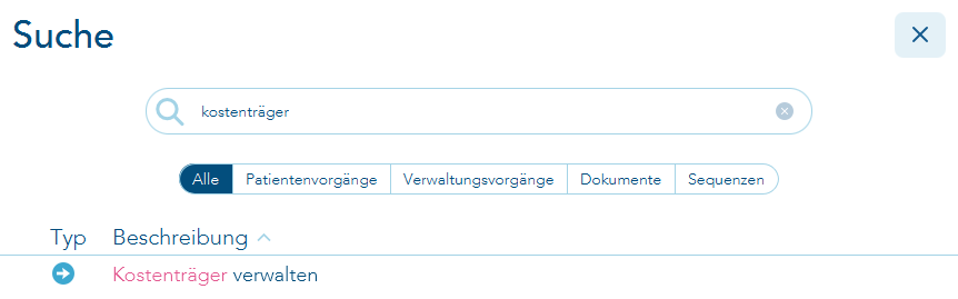 Suche nach Kostenträger