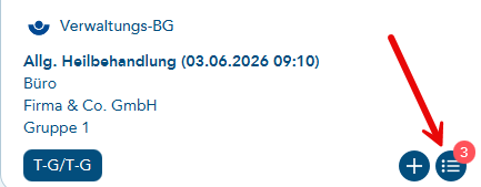 rote Zahl wenn mehrere Behandlungsfälle vorhanden sind