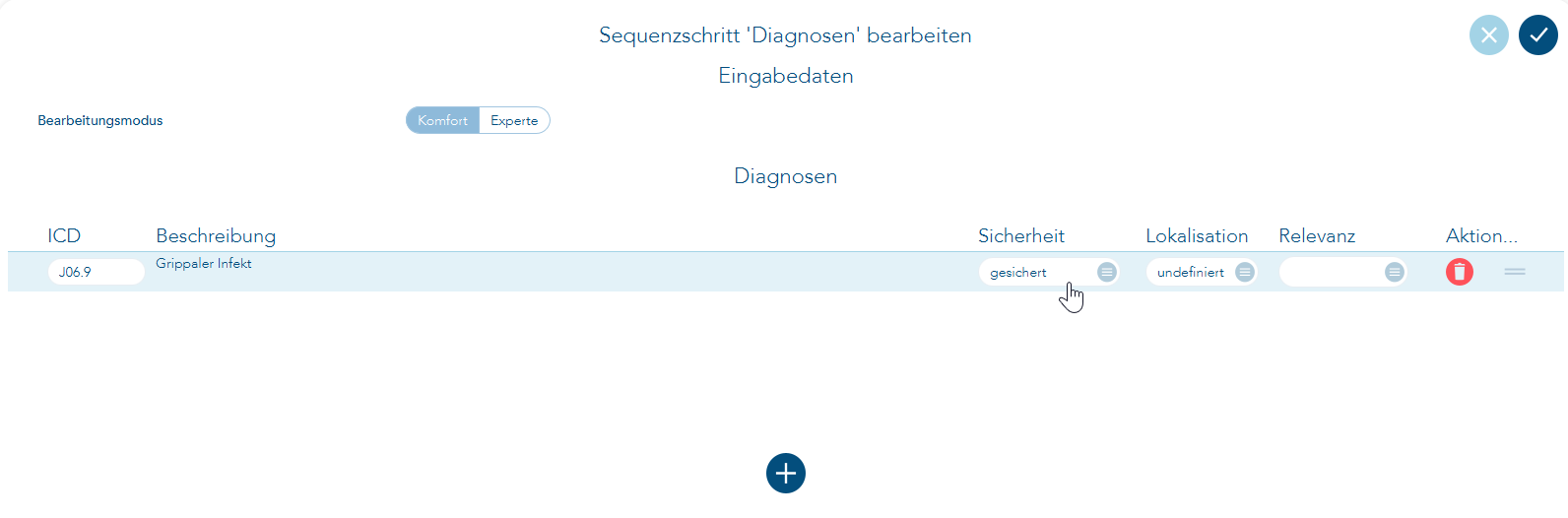 Diagnosensicherheit angeben