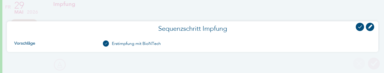 Sequenzschritt Impfung