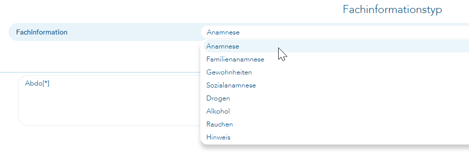Fachinformationstypen bei Anamnese