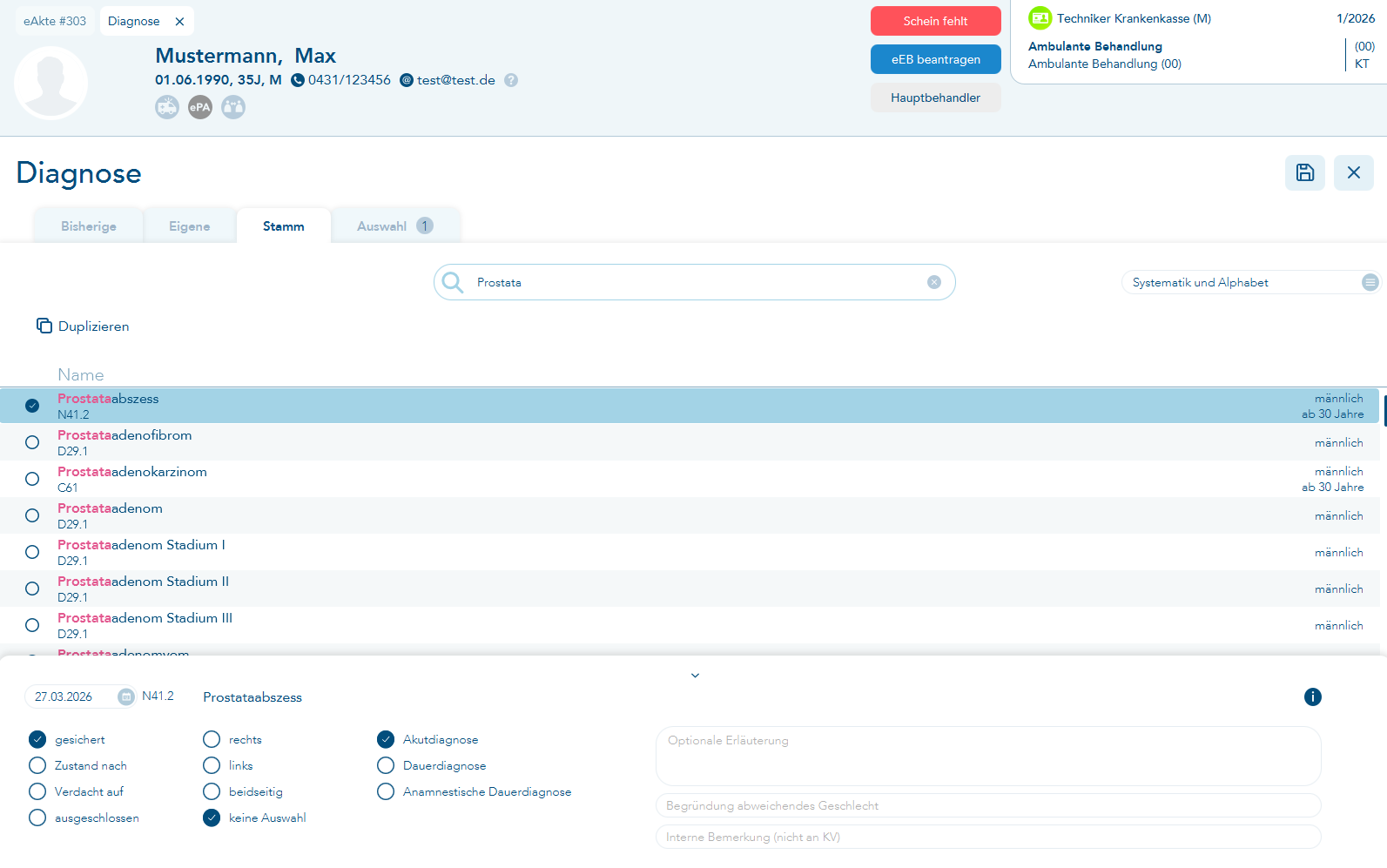 Diagnose aus Stamm suchen