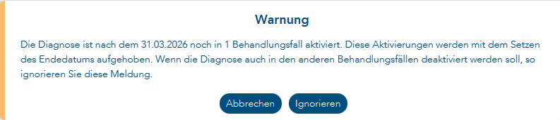 Warnhinweis bei mehreren Behandlungsfällen