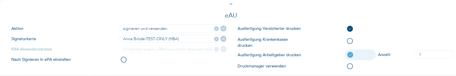 Ansicht des eAU-Footers