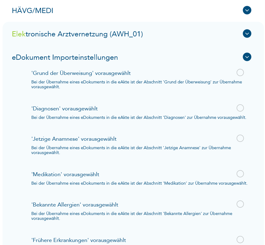 eDokument Importeinstellungen