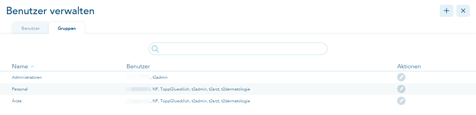 Benutzer verwalten Gruppen