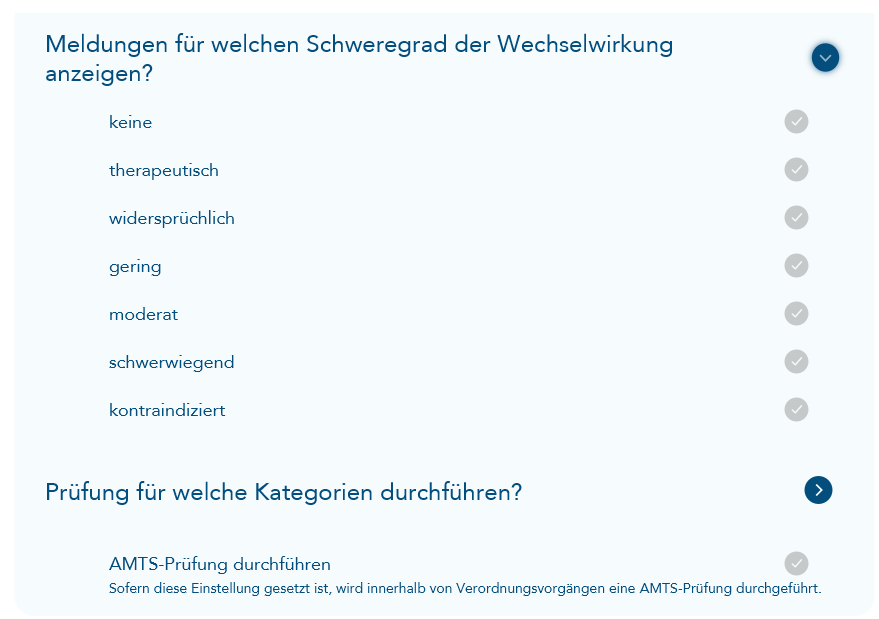 weitere Einstellungen zu AMTS