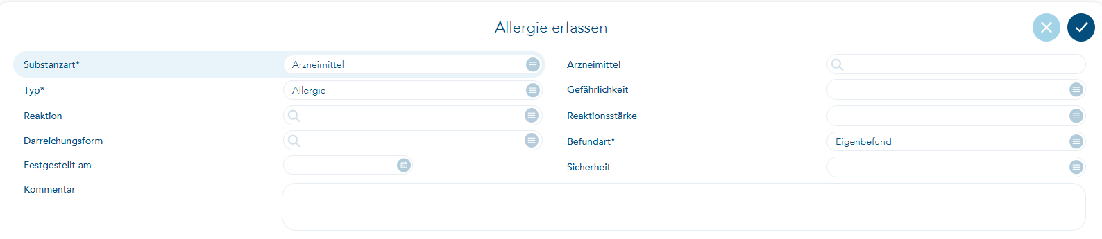 Allergie erfassen