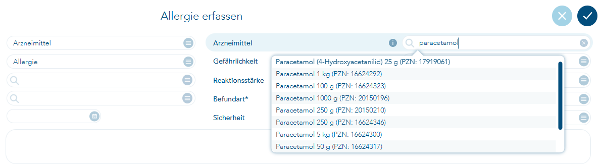 Suche nach Arzneimittel paracetamol