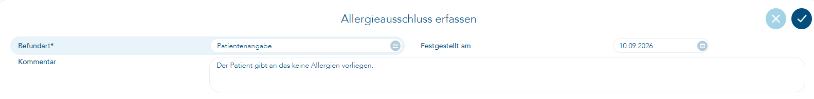 Allergieausschluss erfassen